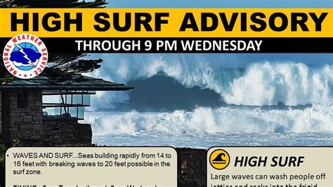 High surf advisory issued for Wednesday through Thursday